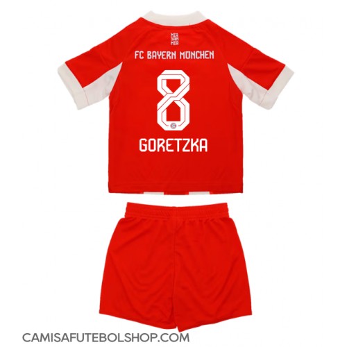 Camisa de time de futebol Bayern Munich Leon Goretzka #8 Replicas 1º Equipamento Infantil 2025-26 Manga Curta (+ Calças curtas)